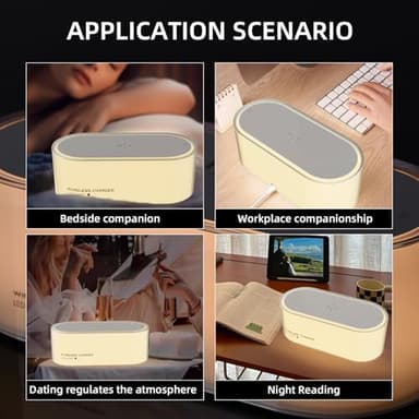 Bedside Night Light - Touch LED Lamp with Wireless Charger,Dimmable 2800K-6000K Warm White Light & Color Changing RGB, 400mAh Battery,Charging stationfor Living Room, Office Desk - Image 7