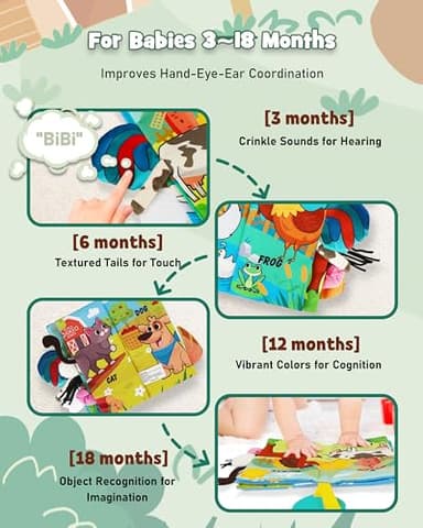 Little Tikes Baby Books - Crinkle, Touch & Feel, Tummy Time, Early Learning Stroller Toys for Newborns 0-6 Months - Image 5