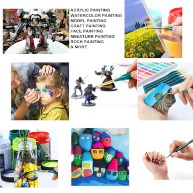 Transon Detail Thin Paint Brush Set 6pcs for Model Minature Craft and Art Painting Green - Image 2