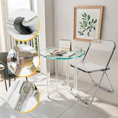 Canglong Folding Chair 2 Pack, Foldable Chairs with Sturdy Metal Frame, Portable Comfortable Plastic Folding Chairs, Indoor and Outdoor, for Home, Office, Party & Events, Set of 2, Transparent - Image 6