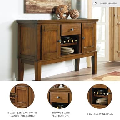 Signature Design by Ashley Ralene Rustic Dining Room Buffet Cabinet with Wine Rack, Medium Brown - Image 4