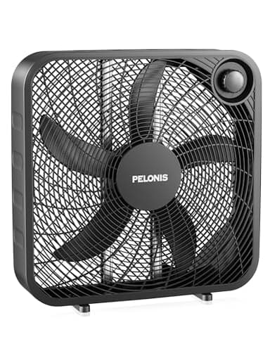 PELONIS 20 Inch Box Fan – 3 Speeds, 25ft/s, Floor Fans, Superior Air Throw (2295 CFM), Lightweight, 5 Blades, Portable & Durable for Bedroom, Office, Living Room, Garage - Image 1