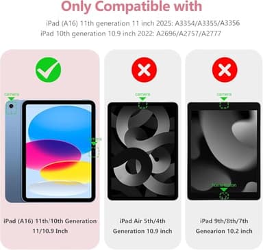 Wenlaty Compatible with iPad (A16) 11th Generation Case 11 Inch 2025, for iPad 10th Generation Case 10.9 Inch 2022 with Pencil Holder, Trifold Stand Protective Cover, Auto Wake/Sleep, Watermelon Pink - Image 4