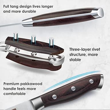 SHAN ZU Knife Set 16 pcs, Japanese Kitchen Knife with Block High Carbon Stainless Steel Ultra Sharp Knife for Kitchen, Professional Chef Knife Set with Sharpener - Image 5
