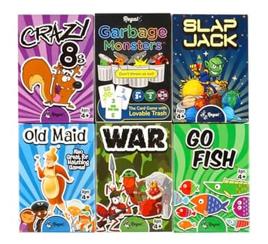 Regal Games Card Games for Kids - Go Fish, Crazy 8's, Old Maid, Slap Jack, Garbage Monster, War - Simple & Fun Classic Family Table Games - Games May Vary (6 Set) - Image 1