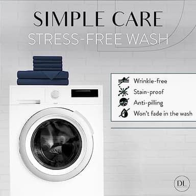 Danjor Linens Bed Sheet Set Queen Size for Hot Sleepers, Hotel Premium Sheets with 4 Pillowcases, Lightweight Brushed Microfiber Deep Pockets, Breathable Cooling 6 Piece Bedding Sets, Navy - Image 5