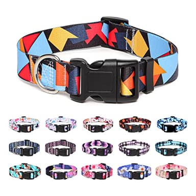 Suredoo Adjustable Dog Collar with Patterns, Ultra Comfy Soft Nylon Breathable Pet Collar for Small Medium Large Dogs (L, Color Block) - Image 1