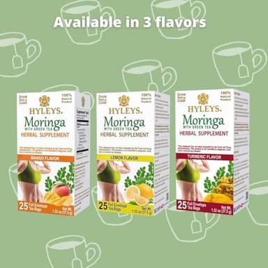 Hyleys Moringa Oleifera and Green Tea Turmeric Flavor - 25 Tea Bags (6 Pack - 150 Tea Bags Total) - Superfood Miracle Tree Tea with Dried Moringa Oleifera Leaves - Image 8