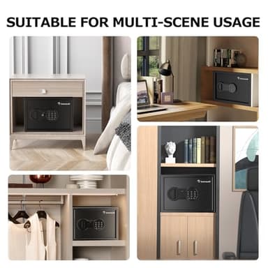 Bonsaii Safe Box with Fireproof Bag, Home Safe with Removable Shelf for Money Documents Jewelry Valuables, 0.6 Cubic Feet, 9.84"D x 13.78"W x 9.84"H, Black - Image 8