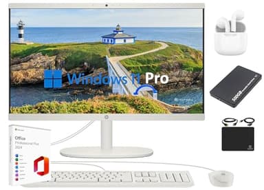 HP All-in-One Desktop Computer 2025 Premium, 21.5" FHD Display, Dual-Core Intel Processor, 16GB RAM, 756GB Storage (256GB SSD + 500GB Ext), Webcam, Win 11 Pro, Lifetime Office 2024 +HubxcelAccessory - Image 1