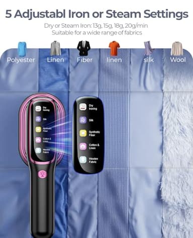 YOZLNFO Travel Steamer for Clothes Portable: 2-in-1 Mini Handheld Garment Steamer Iron - 15s Heat Up & 5 Adjustable Steam - Large Ceramic Panel - 110-120V - Image 4