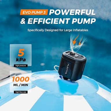 FLEXTAILGEAR 5kPa Electric Air Pump, Portable Camping Air Pump, Ultralight Paddleboard Pump with 1300mAh Rechargeable Battery, 1000L/min Airflow for Kayaking Air Beds Sleeping Pads Pool Floats - Image 2