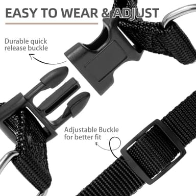 PUPTECK No Pull Dog Harness Soft Adjustable Basic Nylon Step in Puppy Vest Outdoor Walking with ID Tag Medium - Image 3