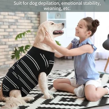 Kuoser Dog Surgery Recovery Suit for Female Male Dogs, Stripes Spay Neuter Anti-Licking Dog Onesie, Surgical Suit Snugly Pet Post Surgery Vest Bodysuit for Abdominal Wounds Skin Disease, Black XL - Image 9