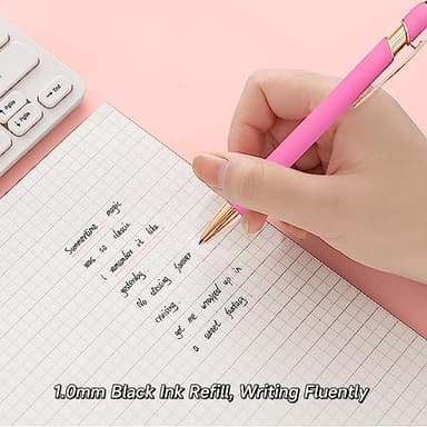 Pink Pens for Women, 6 Pcs Cute Pens Ballpoint Pen Bulk, 1.0mm Medium Point Black Ink, Office and School Supplies Fancy Nice Pen Gifts for Girls Nurse Teacher (Pink - Image 6