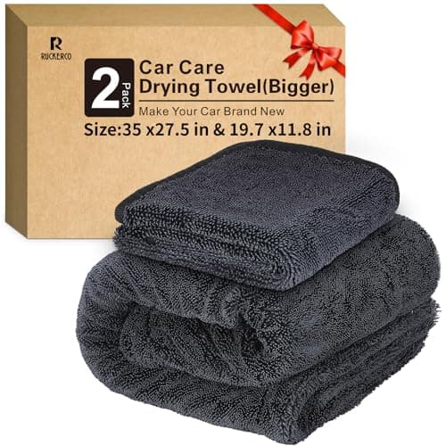 Microfiber Towels For Cars 2-Pack Car Drying Towel 1300 Gsm Ultra-Large Soft Microfiber 35" x 27.5" & 19.7" x 11.8" Towels Are Great For Car And Home Cleanups No Streaks, Scratches Or Water Spots - Image 1