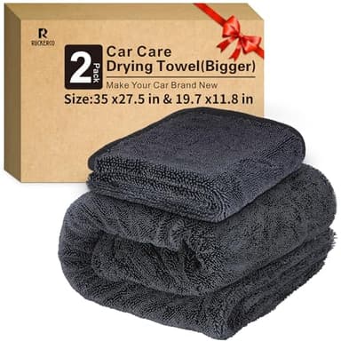 Microfiber Towels For Cars 2-Pack Car Drying Towel 1300 Gsm Ultra-Large Soft Microfiber 35" x 27.5" & 19.7" x 11.8" Towels Are Great For Car And Home Cleanups No Streaks, Scratches Or Water Spots - Image 1