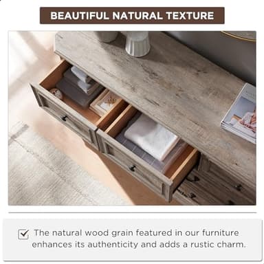 T4TREAM Farmhouse 7 Drawers Dresser for Bedroom, 54" Wide Wood Rustic Chest of Drawers with Natural Texture, Vintage Design, Storage Dressers Organizer for Bedroom, Living Room Light Rustic Oak - Image 4