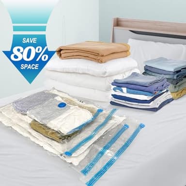 Fygrip 16 Pack Vacuum Storage Bags with Hand Pump, 4 Jumbo + 4 Large + 4 Medium + 4 Small Plastic Packaging Bags, 80% Space Saver Vacuum Seal Bags for Clothing, Travel Lugggage, Blankets, Comforters - Image 2