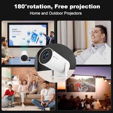 Mini Projector, HY300 PRO Portable Projector, Support 4K 1080P with Dual-Band WIFI6 5G Wireless 5.0 Bluetooth Android 11, 180° Rotatable, Auto Keystone Correction, 35"-130" Screen Video Projector - Image 6