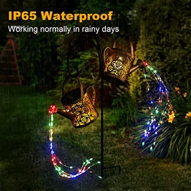 MEREAR Solar Watering Can Lights Outdoor with 8 Multi-Color Changing Modes, IP65 Waterproof Landscape Light Garden Decor, One Pole Two Lights Outside Decorations for Lawn, Backyard, Patio, Chrismas - Image 3