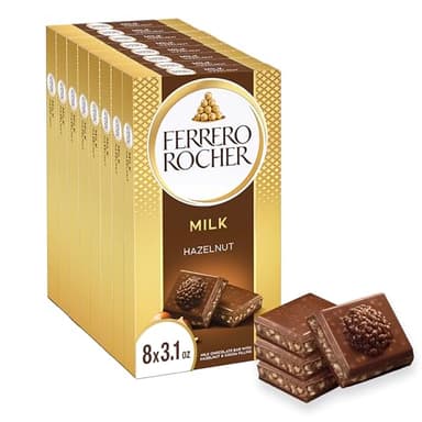 Ferrero Rocher premium chocolate bar, Milk Chocolate with Hazelnut Filling, Perfect Self Treat, 3.1 oz Each - Image 1