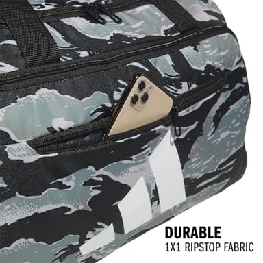 adidas Defender 5.0 Duffel Bag – Durable for Sports, Gym & Travel, Essential Camo Silver Green-Black/Black, Medium (59L) - Image 3