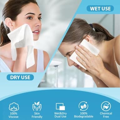 HOMEXCEL Face Towels, 100 Count (2 Box) Disposable Face Towelettes, Biodegradable Makeup Remover Dry Wipes, Super Soft Clean Facial Towels Wash Cloth for Sensitive Skin - Image 3