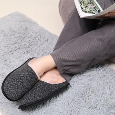 COFACE Mens Black Woolen Cozy Memory Foam scuff Slippers Slip On Warm House Shoes Indoor/Outdoor With Best Arch Support Size 9 - Image 6