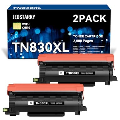 Jeostarky Compatible TN830XL Toner Replacement for Brother TN830XL TN830 XL Toner use with HL-L2460DW HL-L2405W HL-L2400D HL-L2480DW MFC-L2820DW MFC-L2760DW DCP-L2640DW MFC-L2900DW (Black,2 Pack) - Image 1