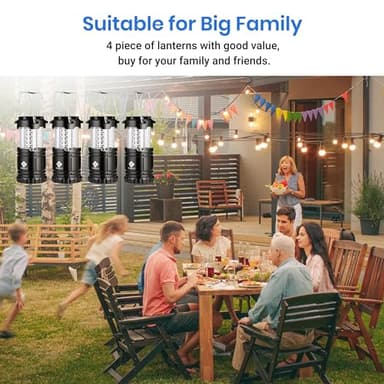 Etekcity Camping Lanterns for Power Outages 4 Pack, Flashlight for Camping Essentials, Survival Kit and Gear, Hurricane Preparedness Items, Emergency Led Battery Operated Lights, Black - Image 6