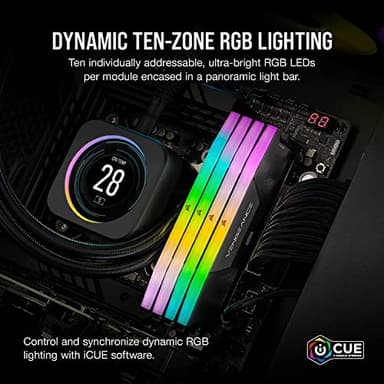CORSAIR VENGEANCE RGB DDR5 RAM 64GB (2x32GB) 6000MHz CL30 Intel XMP iCUE Compatible Computer Memory - Black (CMH64GX5M2B6000C30) - Image 4