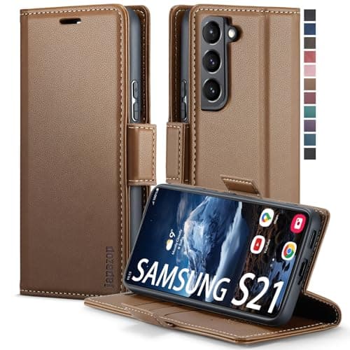 Samsung Galaxy S21 5G Wallet Case with Card Holder RFID Blocking Kickstand Magnetic,Leather Flip Case for Samsung Galaxy S21 5G 6.2 Inch (Fashion Brown) - Image 1
