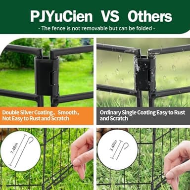 PJYuCien Dog Playpen, 8 Panels 24’’H Dog Pens Indoor with Top Cover, Metal Foldable Pet Puppy Exercise Fence Crate Kennel, Better for Small Animals - Image 7
