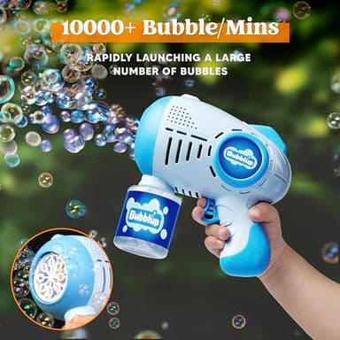 JOYIN 2 Kids Bubble Guns with 4 Bottles Solution, Automatic Bubble Machine Gun with 8 Holes for Kids, Adults, Summer Toys, Easter Basket Stuffers, Birthday Gift, Party Favors - Image 4