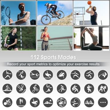 Smart Watch for Men Women Bluetooth Call, 1.85" HD Touch Screen Fitness Watch with Sleep Heart Rate Monitor, 112+ Sports Modes, IP68 Waterproof Activity Trackers for Android iOS, Black - Image 3