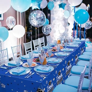 FLUBARE Graduation Tablecloth Party Decorations 2025, Gongrats Grad Tablecover for Class of 2025 Graduation Party Supplies, Class Blue Table Cloths, 54" x108" (Blue) - Image 3