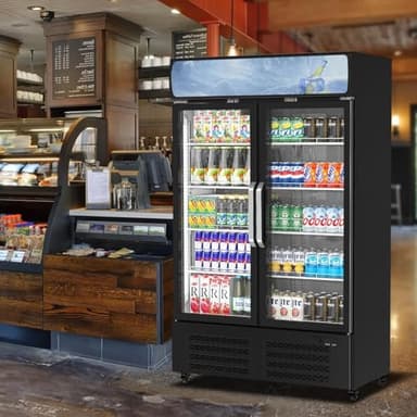 GAOMON Commercial Refrigerator, Merchandiser Refrigerator for Beverage, Glass Door Upright Display Fridge with Front LED Light, Double Glass Door Fridge Refrigerator for Shop, Restaurant, Apartment - Image 2