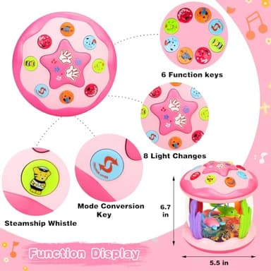 Aboosam Baby Girl Toys 6-12 Months: Babies Ocean Rotating Light Up Musical Toys 12-18 Months Crawling Learning Infant Toy for Toddlers 1 2 3 Years Old Baby Girl Gifts (Pink) - Image 2