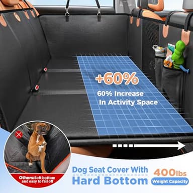 MYJAQI Back Seat Extender for Dogs, Hard Bottom Dog Car Seat Cover for Truck Back Seat, Dog Hammock for Car, Upgraded PU Leather Material, Larger Space, Holds 400lbs - Image 2