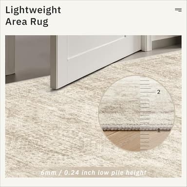 Soalmost Washable Area Rug 8x10, Large Soft Rugs for Living Room Vintage Beige Carpet 8x10 Area Rugs for Bedroom Dining Room Non-Slip Stain Resistant Under Table Rug - Image 6