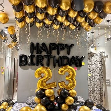 CANREVEL Happy Birthday Banner 13pcs 16 Inch Mylar Foil Letters with 12pcs Star Balloons Birthday Party Decorations - 3D Black - Image 7