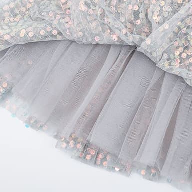 KEREDA Toddler Girls Layered Tutu Skirt Sparkling Sequin Tulle Dance Skirts 2-6 Y Grey - Image 5
