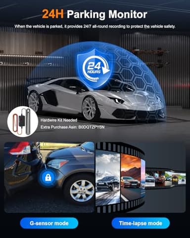 Dash Cam Front and Rear 4K+2K, Dash Camera for Cars, Car Camera, Dual Dashcams for Cars with Night Vision, Built-in WiFi 64GB Card, 24 Hours Parking Monitor, Loop Recording - Image 7