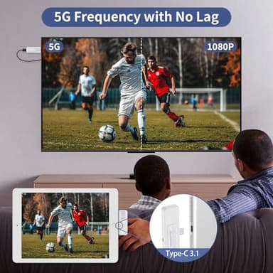 Wireless HDMI Transmitter and Receiver, Upgrade Type-C 3.1 Port Wireless Hdmi Plug & Play Portable 2.4G/5G for Streaming Video and Audio to HDTV/Projector/Monitor from Martphone/Tablet/Laptop - Image 4