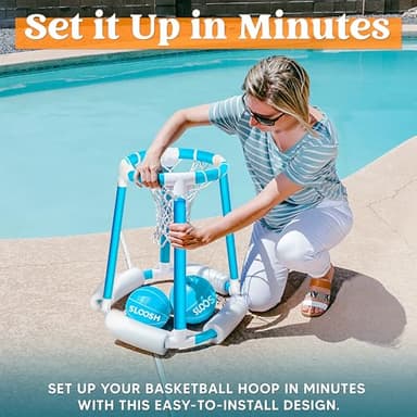 Sloosh Pool Basketball Hoop Set, Floating Basketball Pool Game, Swimming Floats Toys with Balls Pump, Summer Outdoor Water Play Toy for Kids and Adults (Blue) - Image 5
