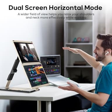 Laptop Screen Extender, 15.6'' 1080P FHD Laptop Monitor Extender with 235°Rotation Detachable Dual Monitor, Plug & Play, Triple Screen for 13"-17.3" Laptops Compatible with Mac/Wins/Android/Dex - Image 6