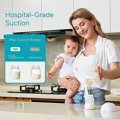 Paruu P10 Hands-Free Breast Pump Wearable, 338mmHg Strong Suction, Low Noise, 4 Modes & 9 Levels, Electric Breast Pump Portable, Smart Display, 19/21/24/28mm Insert/Flange, 2 Pack (White) - Image 2