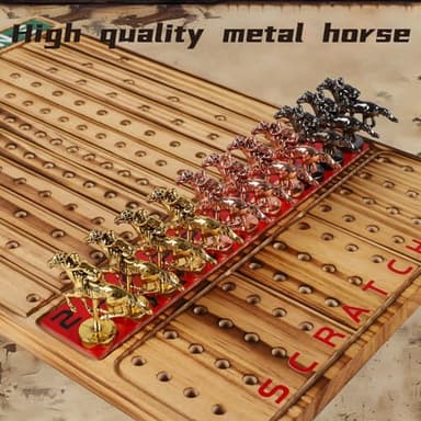 HOROW Horse Racing Board Game Solid Wood Horse Race Card and Dice Board Game Luxury Edition Set with 11 Metal Horses,100 Poker Chips,2 Dices and 2 Boxes of Cards - Image 6