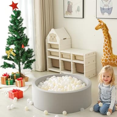 GOGOSO Ball Pit Balls Plastic Playballs for Baby Toddlers Kids Boys Girls Playhouse Decor Play Pool Fun Phthalate-Free BPA-Free Bath Toy White Beige Transparent,100 Balls - Image 5